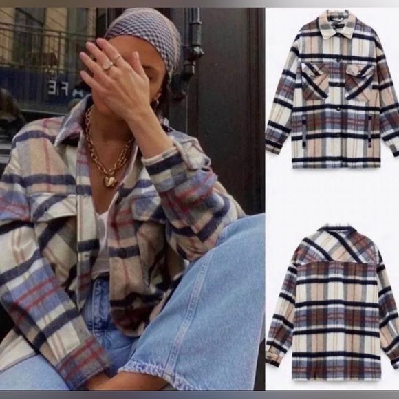 NWT ZARA Blogger Fav. Plaid Overshirt - Picture 7 of 8